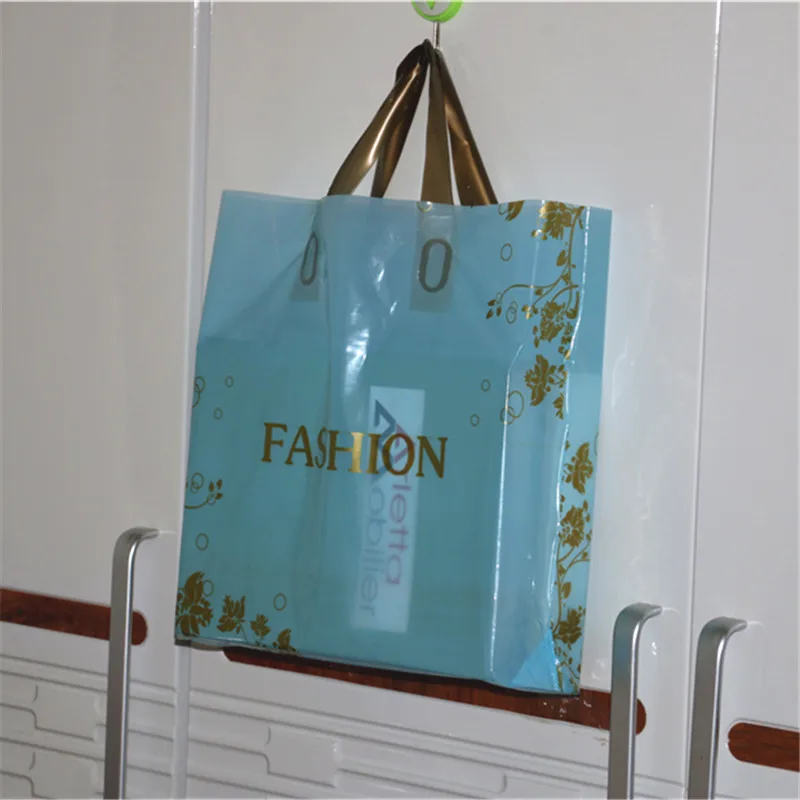 

High-density Polythylene Eco-friendly Luxury Fashion Packaging With Handles 10pcs/lot 29*35cm Large Plastic Shopping Bags