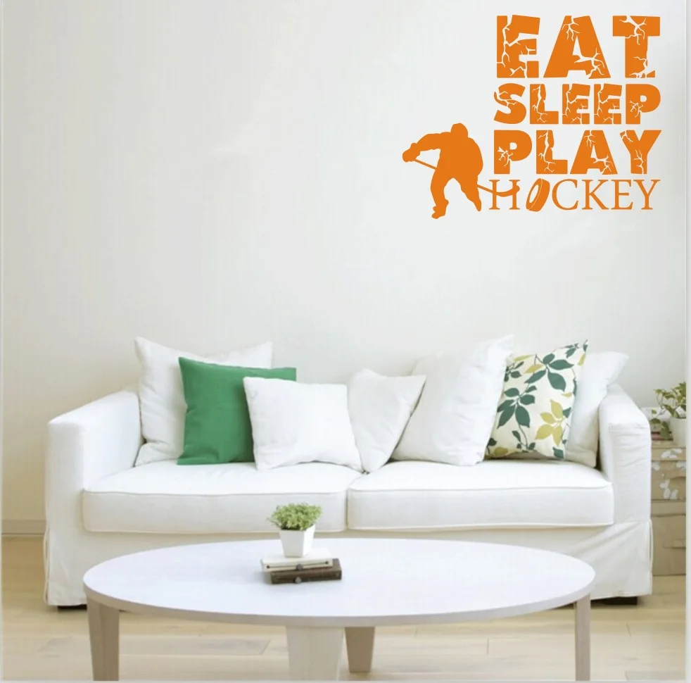 eat sleep play hockey vinyl quotes wall decal home decor kids room boys rooms art mural wallpaper removable stickers | Дом и сад