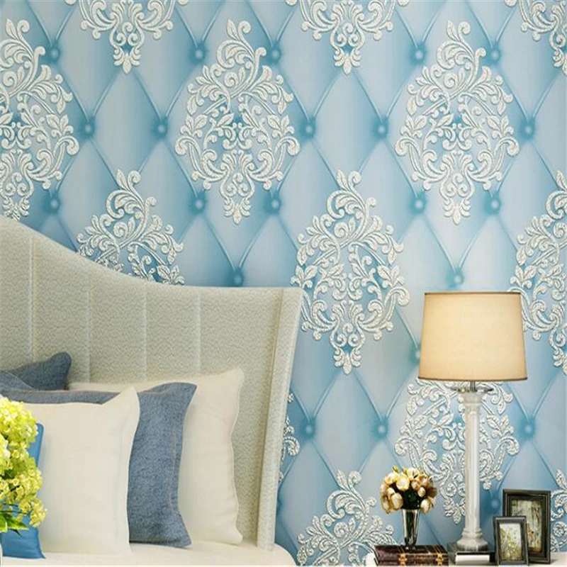 

beibehang Wallpaper luxury European TV background wall imitation soft leather surface buckskin non-woven wallpaper 3D
