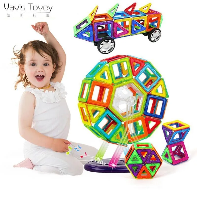 

Vavis Tovey BIG Magnetic Designer Construction Set Model & Magnent Toy Triangle Square Constructor Plastic Boys Girls Gift