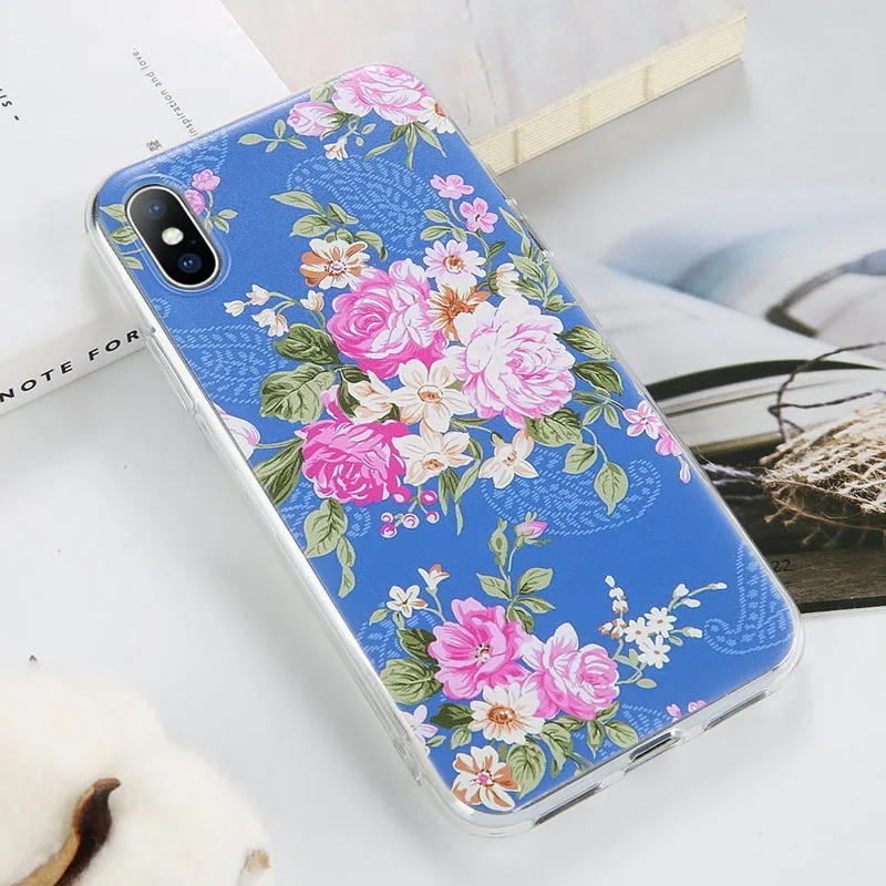 AC5541 USLION розы силиконовый чехол для телефона для iphone X XR XS Max Цветочные листья чехол s для iphone 7 8 6 6S Plus Мягкий ТПУ задняя крышка - Цвет: AC5541