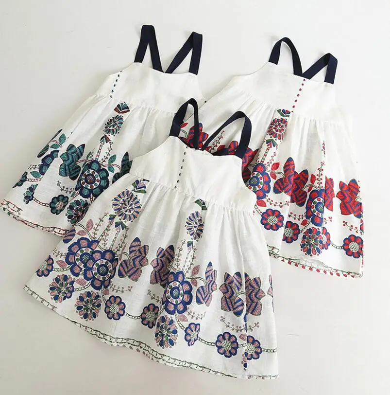 2018 Детские Обувь для девочек лето печатных Платья на бретельках Красивое платье