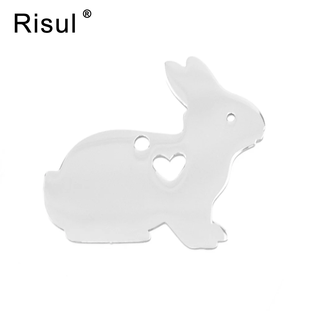 

Risul I love my Rabbit Stainless steel Pendant with heart puppy pet ID blank dog tag for print Mirror polish 10pcs