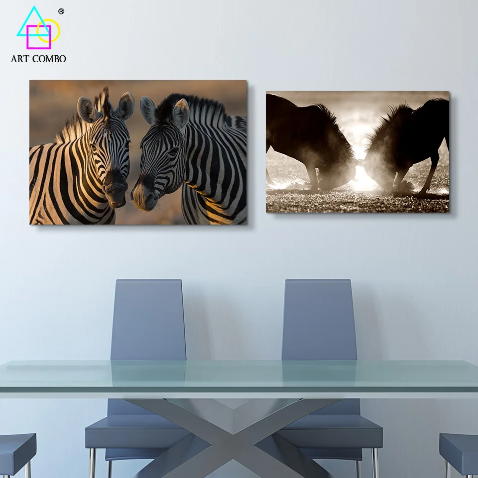 Животные Картины Другой Стиль Жизни зебр и Коров Искусства Главная Декор Стены