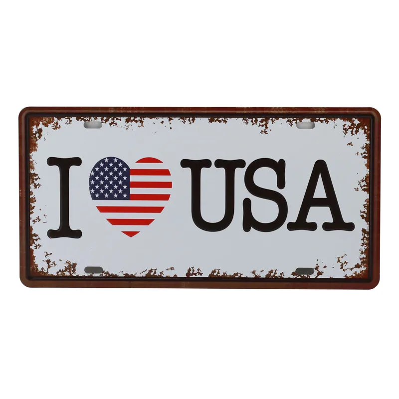 License Plate Store Bar Wall Decoration Tin Sign Vintage Metal Home Decor Painting Plaques Poster For The Garage 15x30CM C13 - Цвет: R