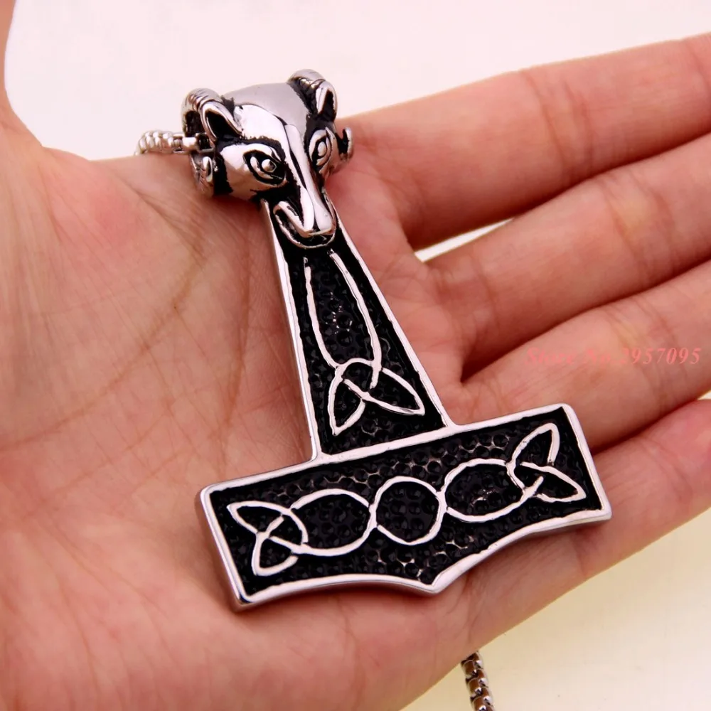 Новое мужское серебристое ожерелье с подвеской Тора из нержавеющей стали