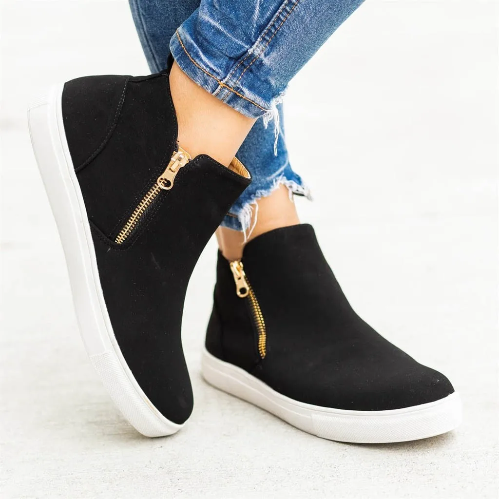 women's shoes Flat Casual Zipper Single Shoes Plus Size Booties Students Running Shoes sportschoenen voor dames Shoe#XB35