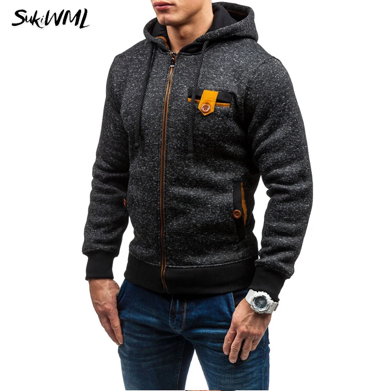 SUKIWML толстовки для мужчин 2018 новые на молнии мужские кардиганы осенние Sudaderas Hombre
