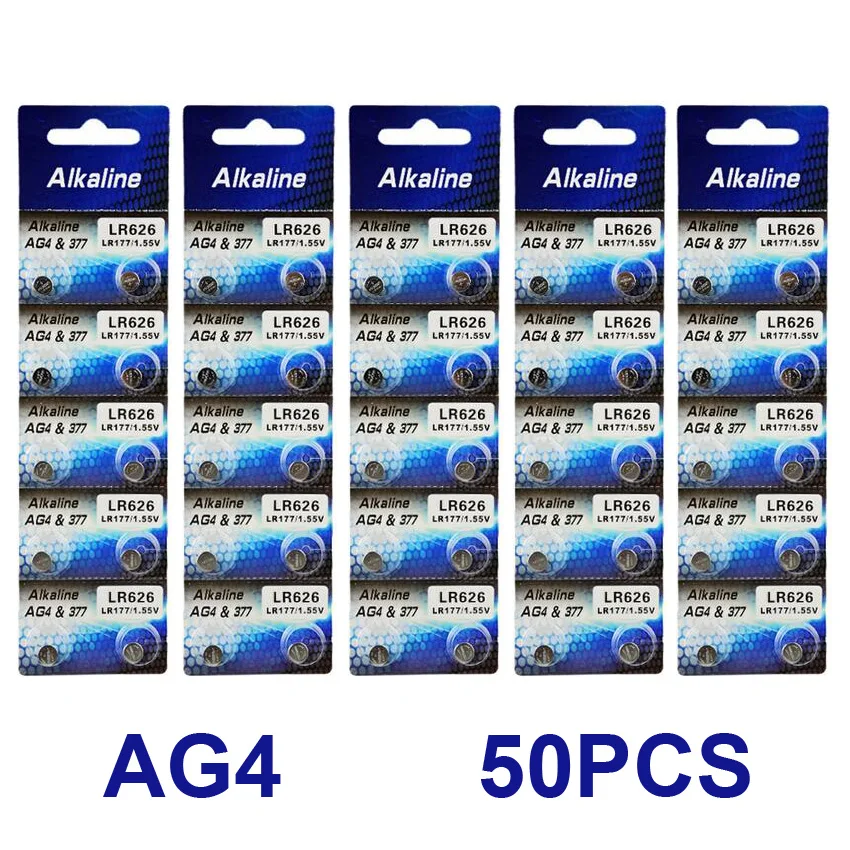 50 шт. 1 5 в AG4 батарея SR626 377 LR626 LR66 SR66 Кнопочная часы щелочная батарея|battery sr626|ag4