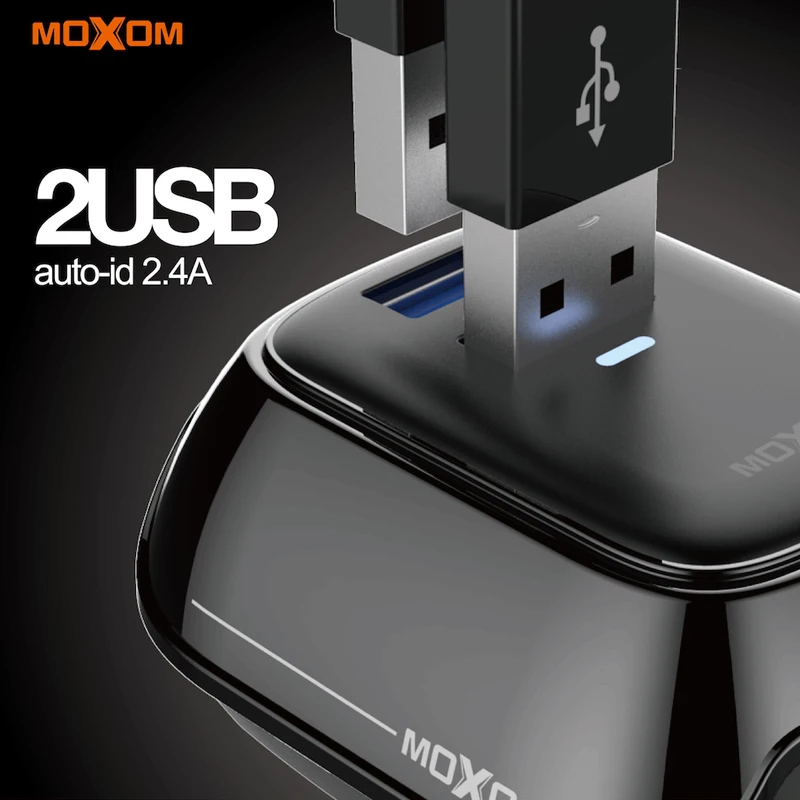 MOXOM USB Charger UK Plug 2.4A Double Travel Wall Adapter Smart Mobile Phone For iPhone Samsung Xiaomi | Мобильные телефоны и
