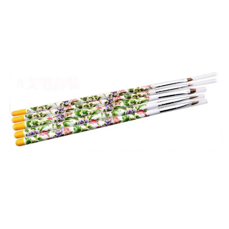 5 комплектов ногтей UV гель акриловых кисть Pen Set Дизайн Маникюр Инструмент Nail Art