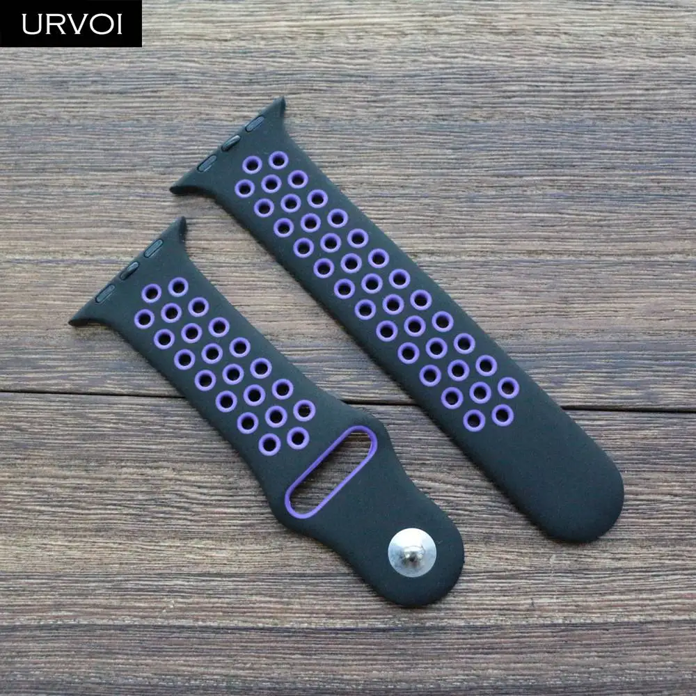 URVOI спортивный ремешок для Apple Watch Nike+ Серия 5 4 3 2 1 силиконовый ремешок для iwatch Дышащие новые цвета 38/40 42/44 мм