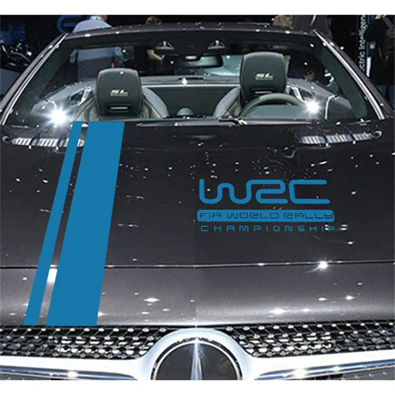 WRC капот стикер полосы виниловые покрытия для автомобилей гоночных видов спорта наклейка голова автомобиля Наклейка аксессуары общего назначения автомобиль паста - Название цвета: Синий