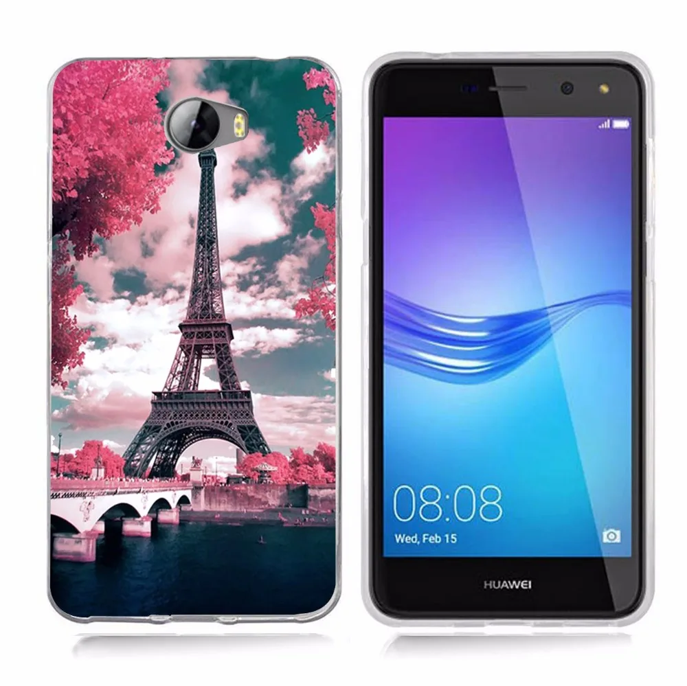For Huawei P9lite/P8 Lite 2016 2017 Y5 II 2 Y5ii/Y6 Compact Tree Tower Scenery Soft TPU Silicone Pattern Clear Case B097 |