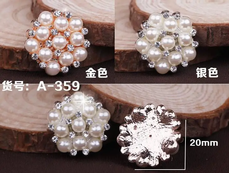 10pcs/lot round metal rhinestone button with pearl wedding embellishment hair flower center scrapbooking accessories | Дом и сад