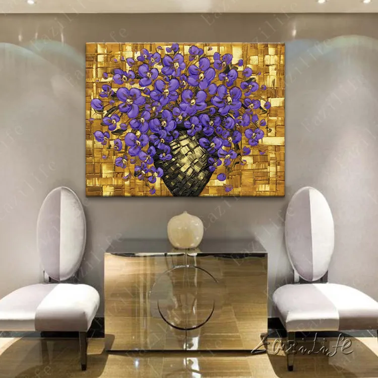 Цветок Ручная роспись палитра нож 3D текстура холст Картина маслом настенные