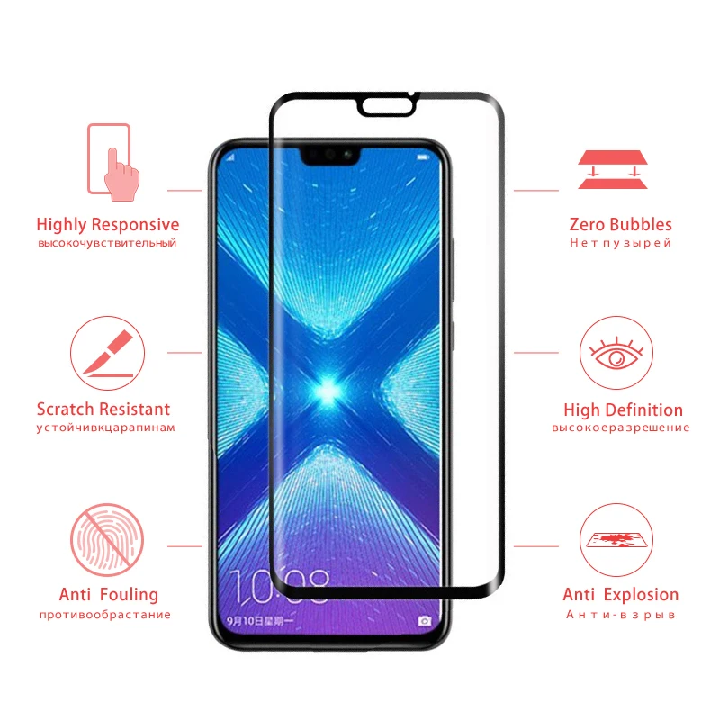 2 шт. 3D стекло для Huawei Honor 8X защита экрана Защитное закаленное на Honer Honor8 8X64 Гб 128 ГБ |