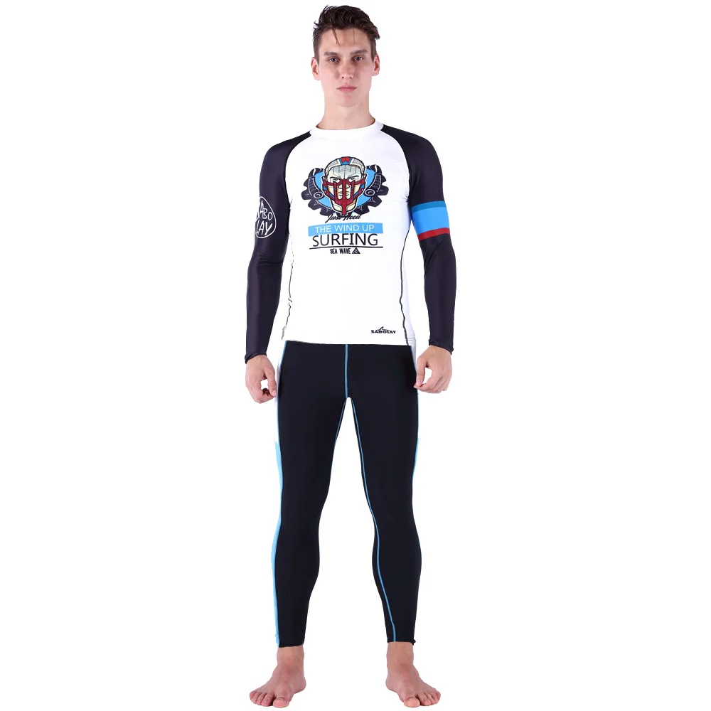 

Mens Long Sleeve Rashguard Splice Protection Basic Skins Surfing Swimwear long pants Tight legging surf full suit swimming
