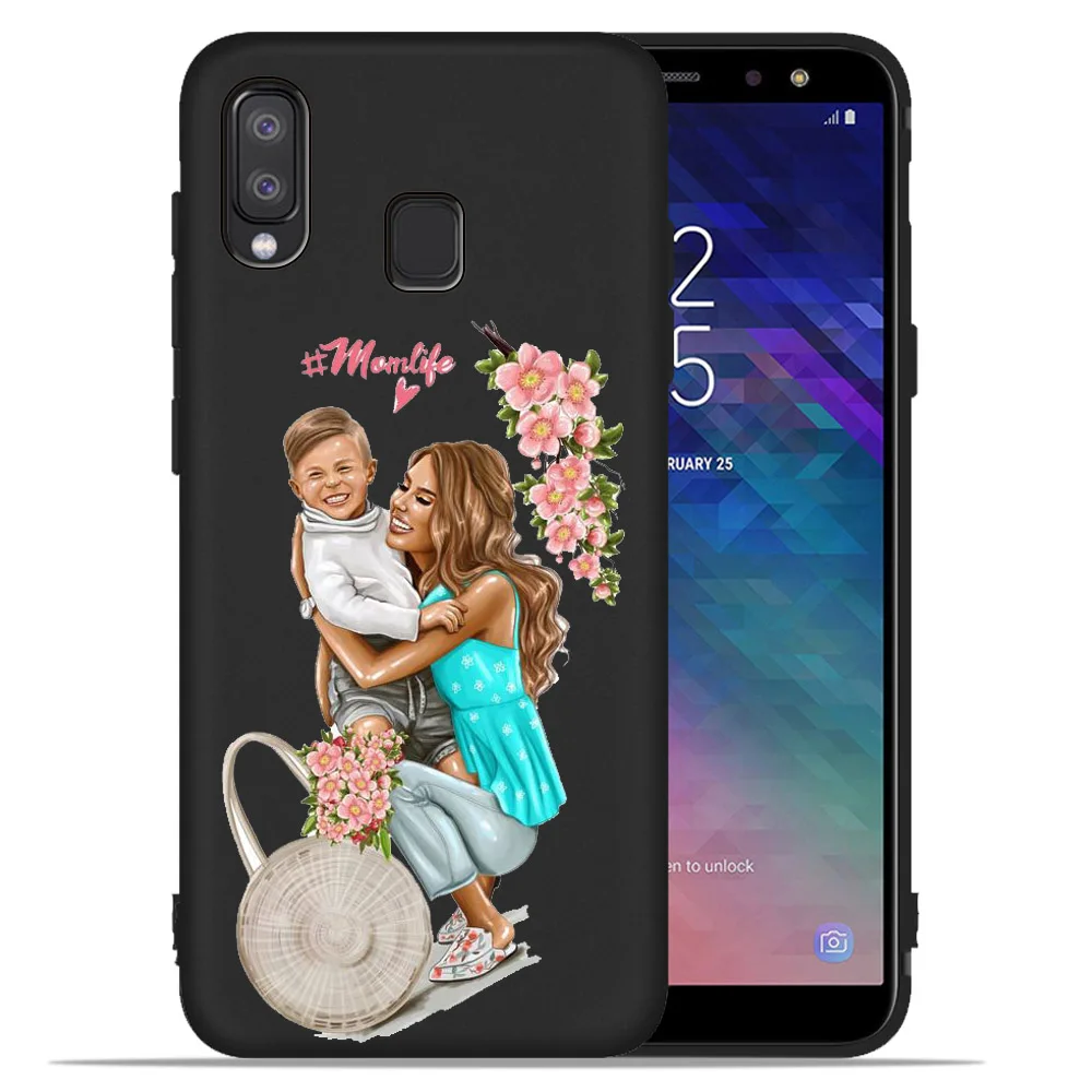 Черный чехол из ТПУ для Samsung Galaxy A7 A92018 Etui Baby Mom Girl A30 40 50 70 A6 A8 Plus 2018 A320|Чехлы-накладки|