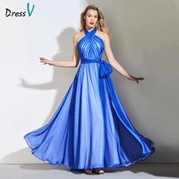 dressv elegant long prom dress halter neck a line sleeveless floor length sashes evening party gown prom dresses customize