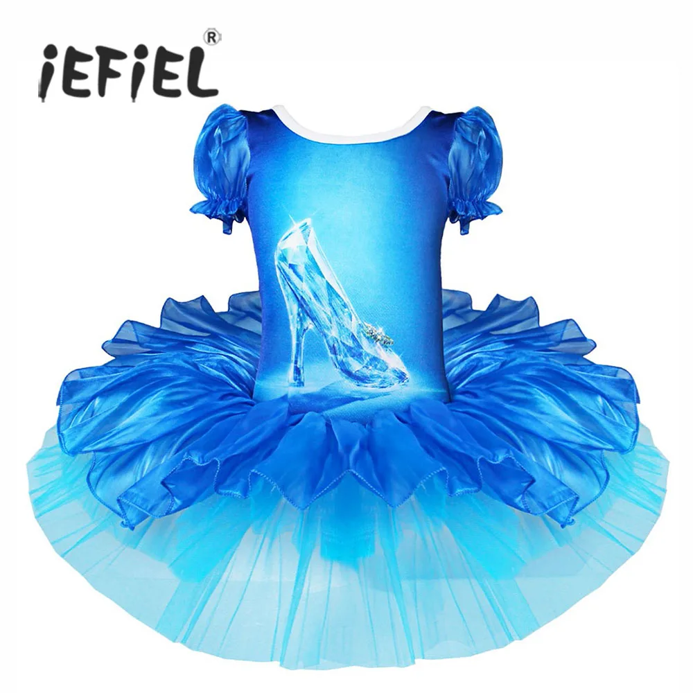 IEFiEL/обувь с кристаллами для девочек балетное платье принтом оборками на рукавах