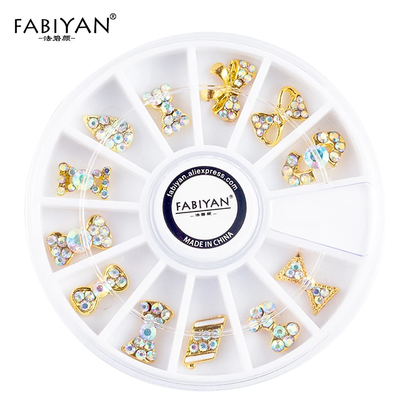 Nail Art Wheel Bow Tie Bowknot Decoration Jewelry Accessories 3D Tips DIY Design Crystal Rhinestones Acrylic Metal Manicure Tool | Красота и