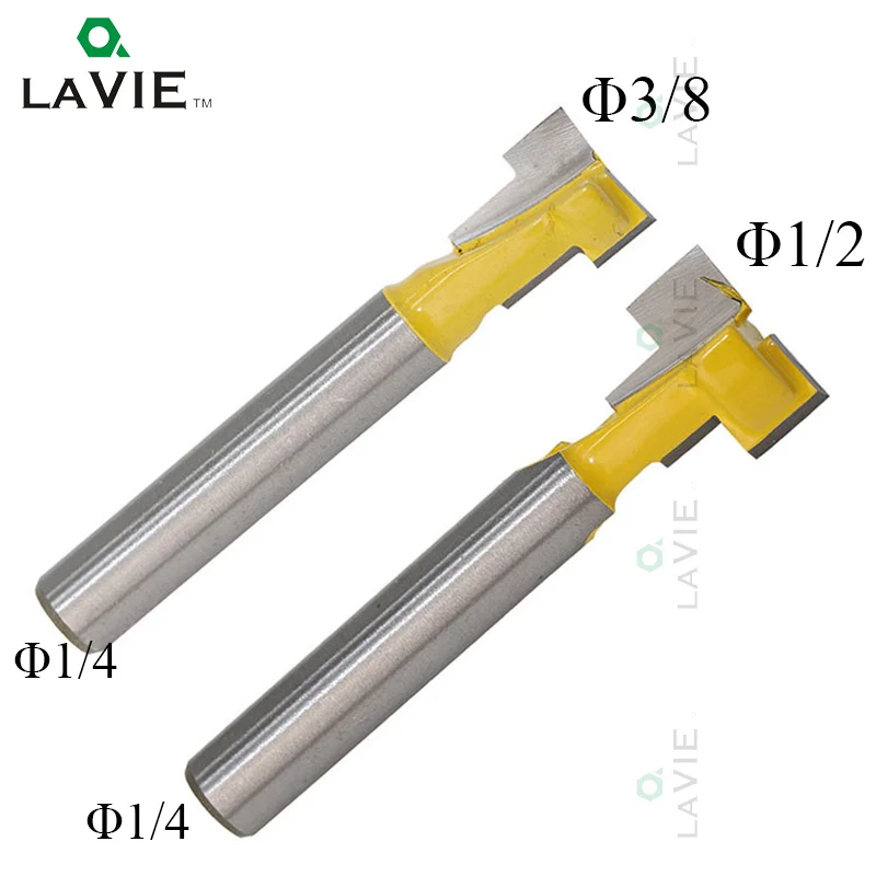 

2pcs 1/4" Shank T-Slot Cutter Router Bit Hex Bolt Key Hole Bits T Slotting Milling Cutter for Wood Woodworking Tools MC01020