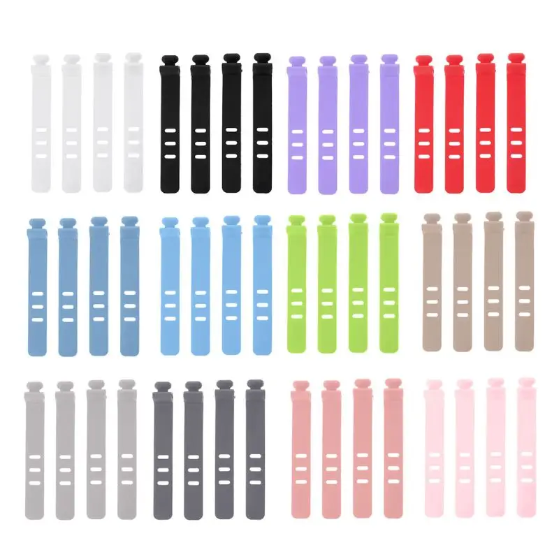 

4PCS Silicone Data Wire Cable Organizer Tie Phones Cable Winder Finishing Buckle