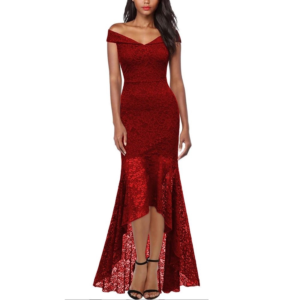 OML 533 # короткие бордовые кружевные платья подружки невесты с вырезом лодочкой и
