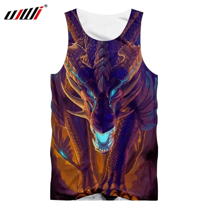 UJWI коричневые майки для мужчин с крутым принтом рога черепа 3d Tanktop мужские