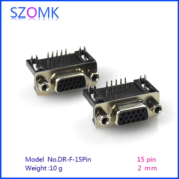 

50 pcs, szomk Black color 15 Pin Right Angle Plug Jack DB Connector