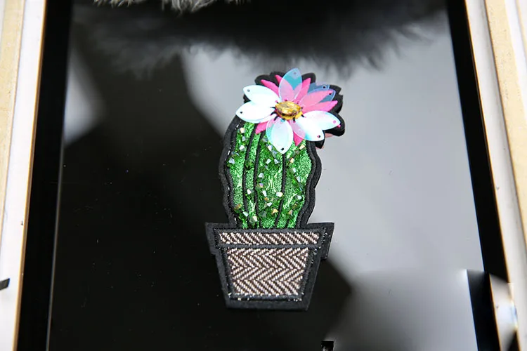 1 шт. кактус 3D ручной работы нашивки со стразами и бисером для одежды Сделай Сам