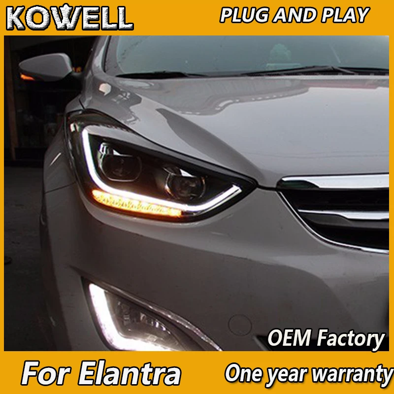 Автомобильный Стайлинг KOWELL для фары автомобиля Hyundai Elantra светодиодный 2011 фара DRL