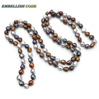 selling well long necklace hong kong peacock blue coffee gray wonderful 120cm 160cm baroque pearls real natural freshwater pearl
