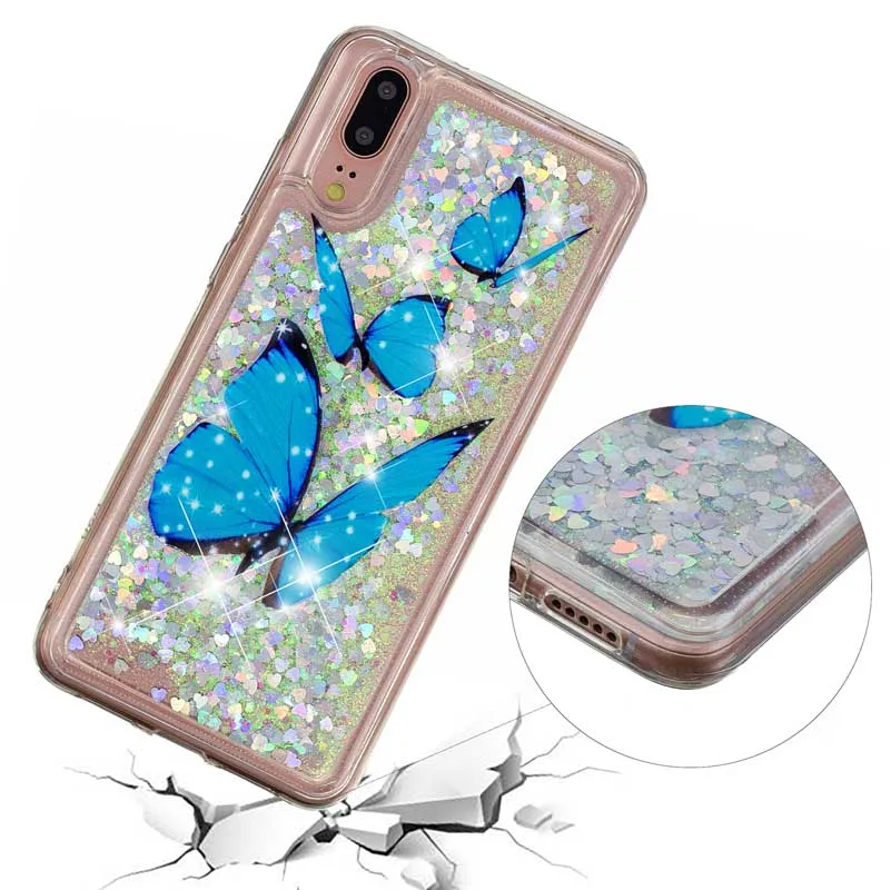 Case For Huawei P20 Pro Glitter Dynamic Flamingo Liquid Quicksand Cover Mate 20 Honor 10 9 Lite Y6 2018 Cases |