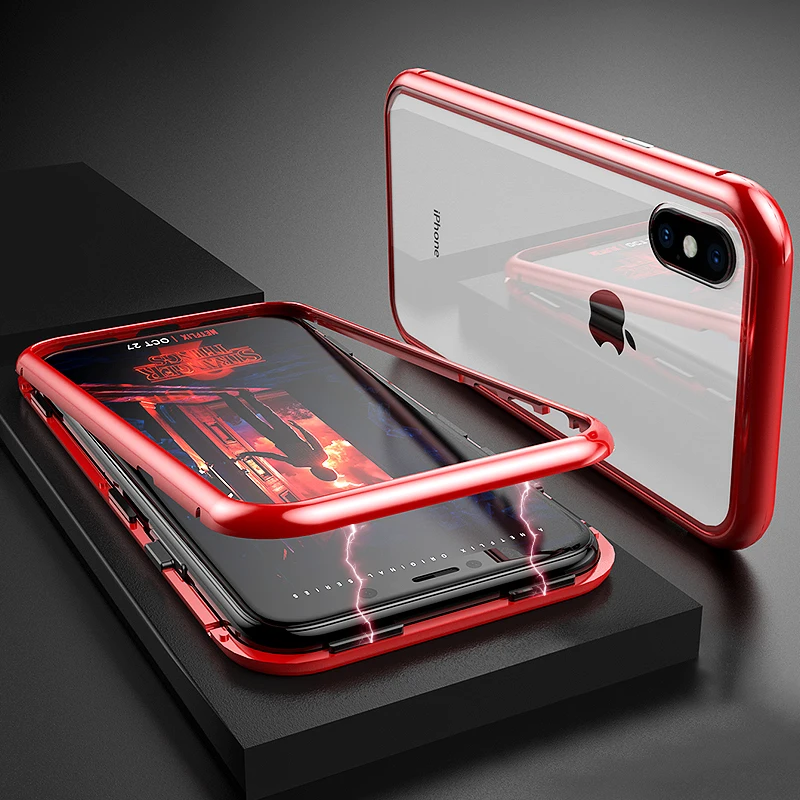 Ultra Magnetic Adsorption Case For iPhone XS Max XR X Phone Apple i phone 6 6s 7 8 plus RX SX Tempered Glass Back Cover | Мобильные