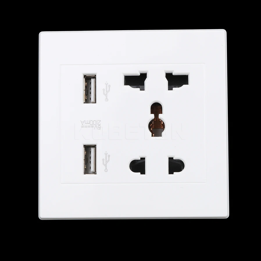 

kebidu 2017 New High Quality 1pc Dual USB Electric Wall Charger Dock Station Socket Power Outlet Panel Plate For Phone