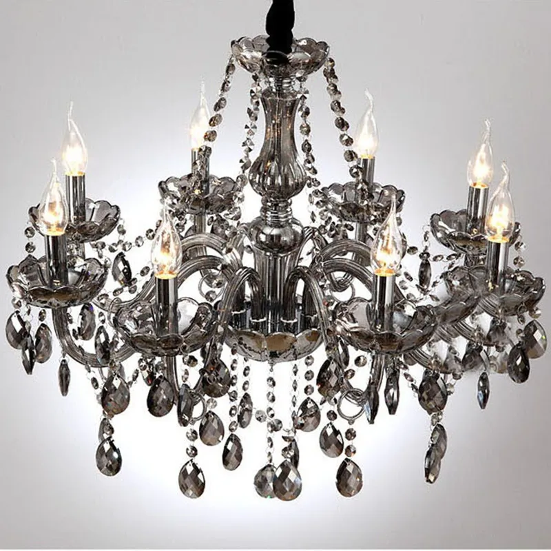Хрустальные люстры Smokey современный потолочный светильник серого цвета с 8