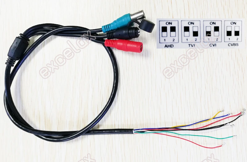 10 шт./лот DIP переключатель 8 контактов 4 в 1 кабель питания AHD CVI TVI CVBS BNC для
