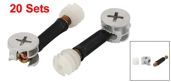 Furniture Connecting Eccentric Cam Fitting Dowel Pre-inserted Nut 15mmx11mm 20 Sets |