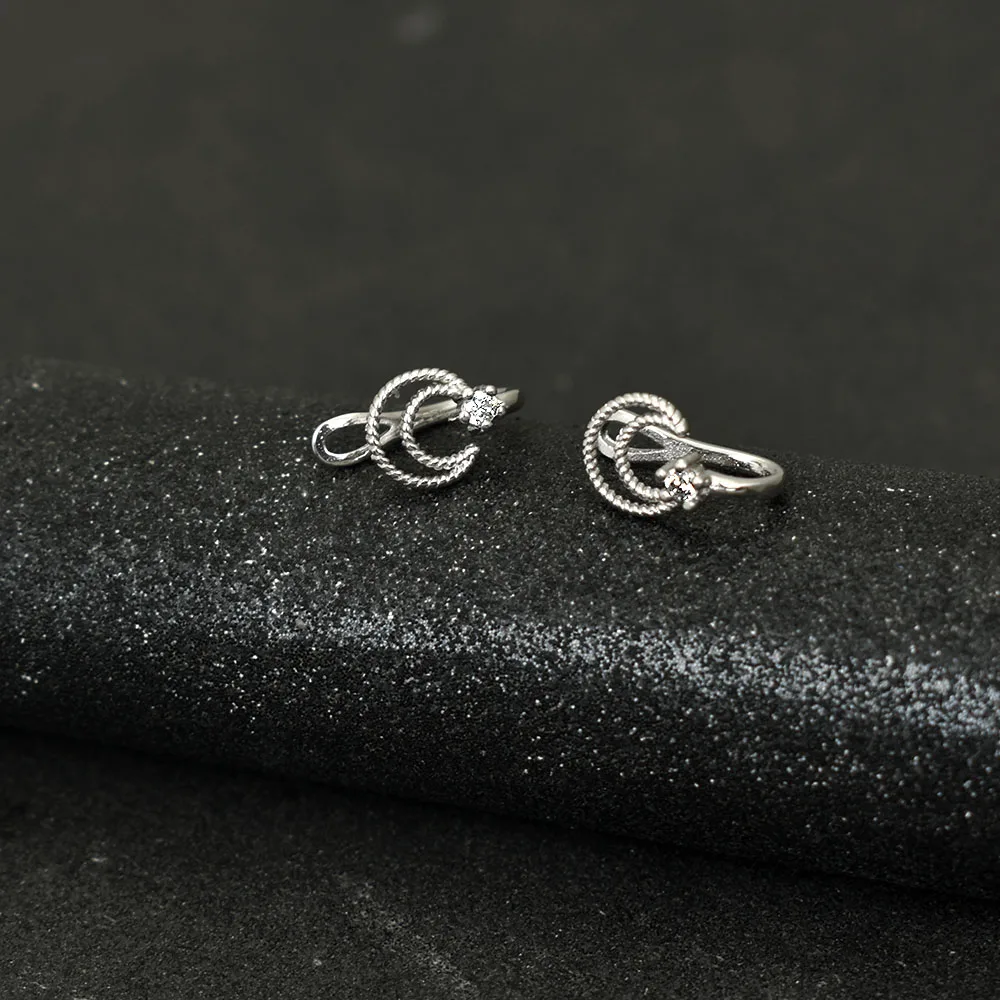 Chadestinty для женщин серебро Цвет Клип Earing простой кубического циркония ухо манжеты женский Луна клипсы для обувь девочек pendientes bijoux