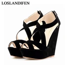 2020 г. Новинка, пикантные летние сандалии для женщин, повседневные сандалии из нубука и флока на высоком каблуке для девочек обувь большого размера, NLK-C0101