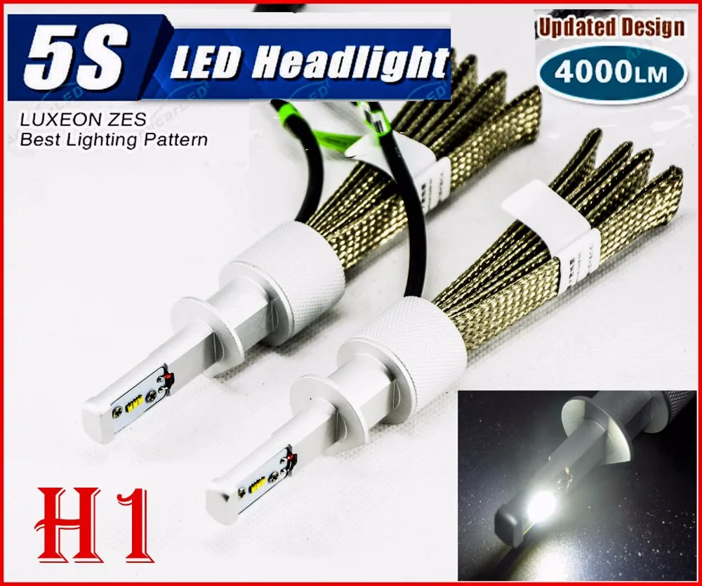 1 комплект H1 50 Вт 8000лм 5S тонкая светодиодная фара LUMILED ZES чипы все в одном
