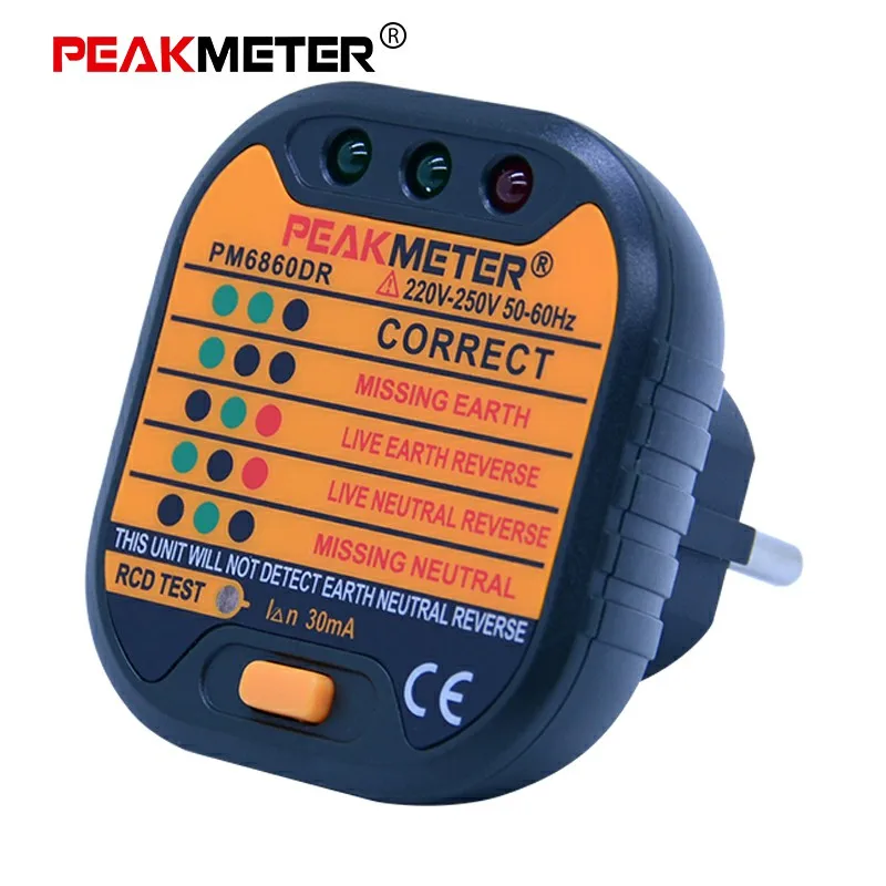 PEAKMETER PM6860 тестер гнезда 230 В с GFCI RCD автоматический детектор диагностики