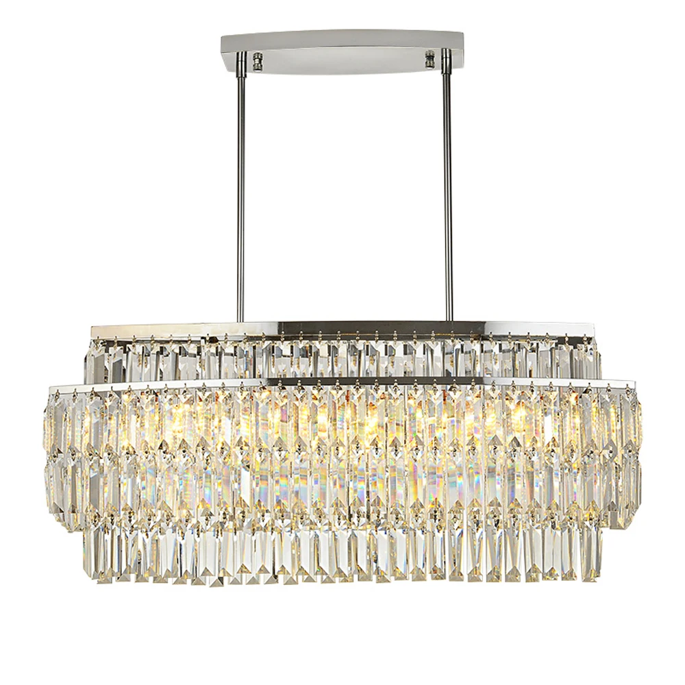 New Design Rectangular Crystal Chandelier Modern Lighting For Dining Room Suspension Luminare