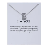 new alphabet initial letters message crystal necklace pendant women sweater chain necklaces i love you jewelry best gift