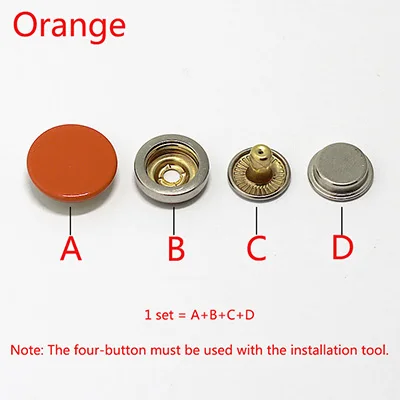 Orange Meetee 30sets 12/15/17/20mm Pure Copper Sanp Button Down Jacket Invisible Button DIY Clothing Sewing Scrapbooking Accessories - Цвет: Orange