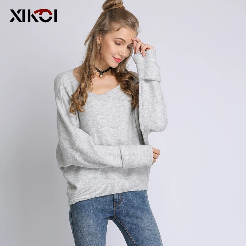 XIKOI/Новинка женские топы и блузки повседневные однотонные пуловеры с круглым