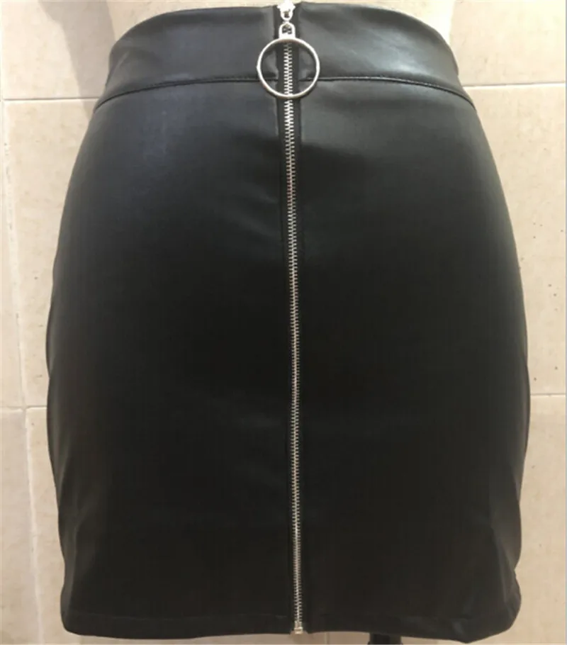 Hot Selling Sexy Women Bandage PU Leather Mini Skirts Zipper Style High Waist Clothes For Ladies Женская одежда