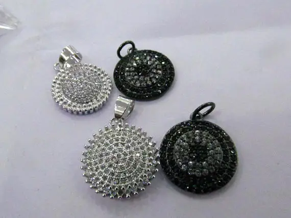 6 шт 16 30 мм Fluorial Micro Pave Diamond Disc Black CZ подвеска Круглый Шарм кольцо в виде сердца